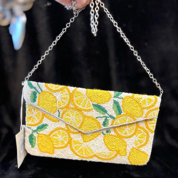 🍋SOL AND MER VIRAL LEMON BEADED CLUTCH🍋NWT - Picture 9 of 14